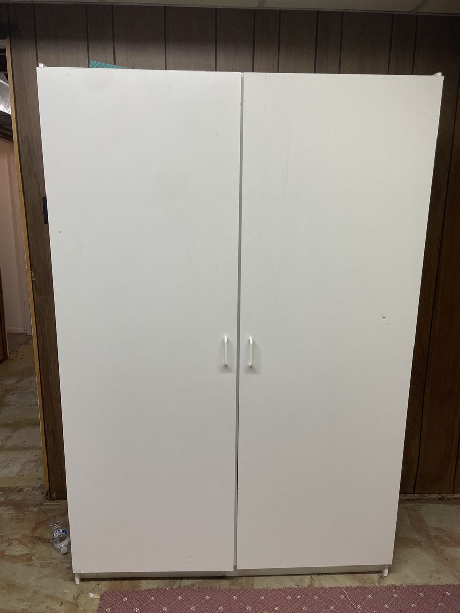 White Two-Door Wardrobe Armoire Storage Cabinet