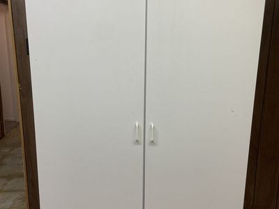 White Two-Door Wardrobe Armoire Storage Cabinet