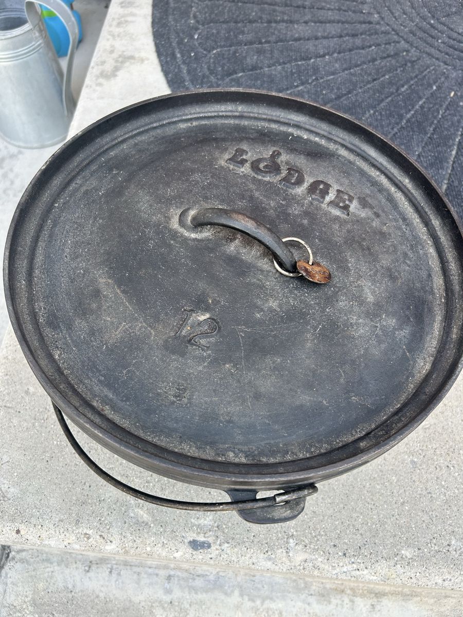 Lodge 12" Deep Cast Iron Dutch Oven - Pre-Seasoned with Bail Handle