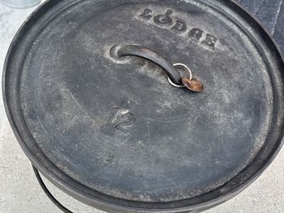 Lodge 12" Deep Cast Iron Dutch Oven - Pre-Seasoned with Bail Handle