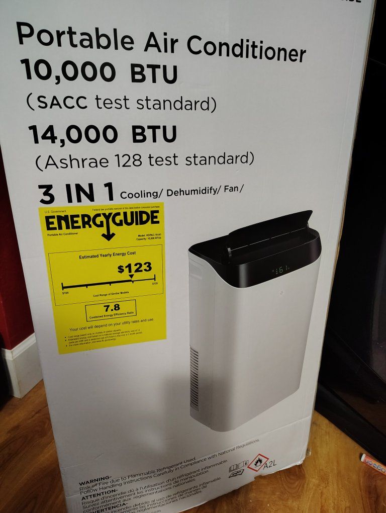 Humhold Portable Air Conditioner 14,000 BTU (ASHRAE) 3-in-1 Cooling/Dehumidify/Fan 10000 SACC