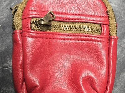 Anabella Red Mini Zippered Pouch Wallet Coin Purse with Front Pocket