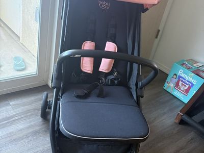 Baby Joy Pink & Black Lightweight Compact Baby Stroller with One-Hand Quick Folding