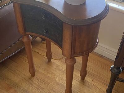 Great Kidney Shape Wood Accent Table W 2 Drawers