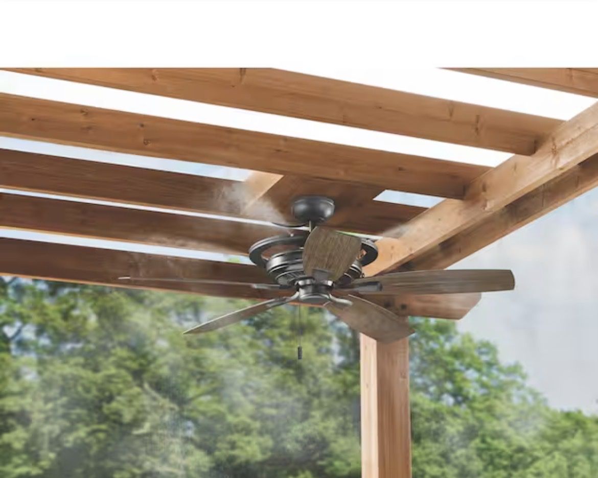New Hampton Bay Outdoor Ceiling Fan with Water Misting Cooler