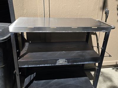 Grill Outdoor Prep Cart with Stainless Steel Top & Storage Shelves