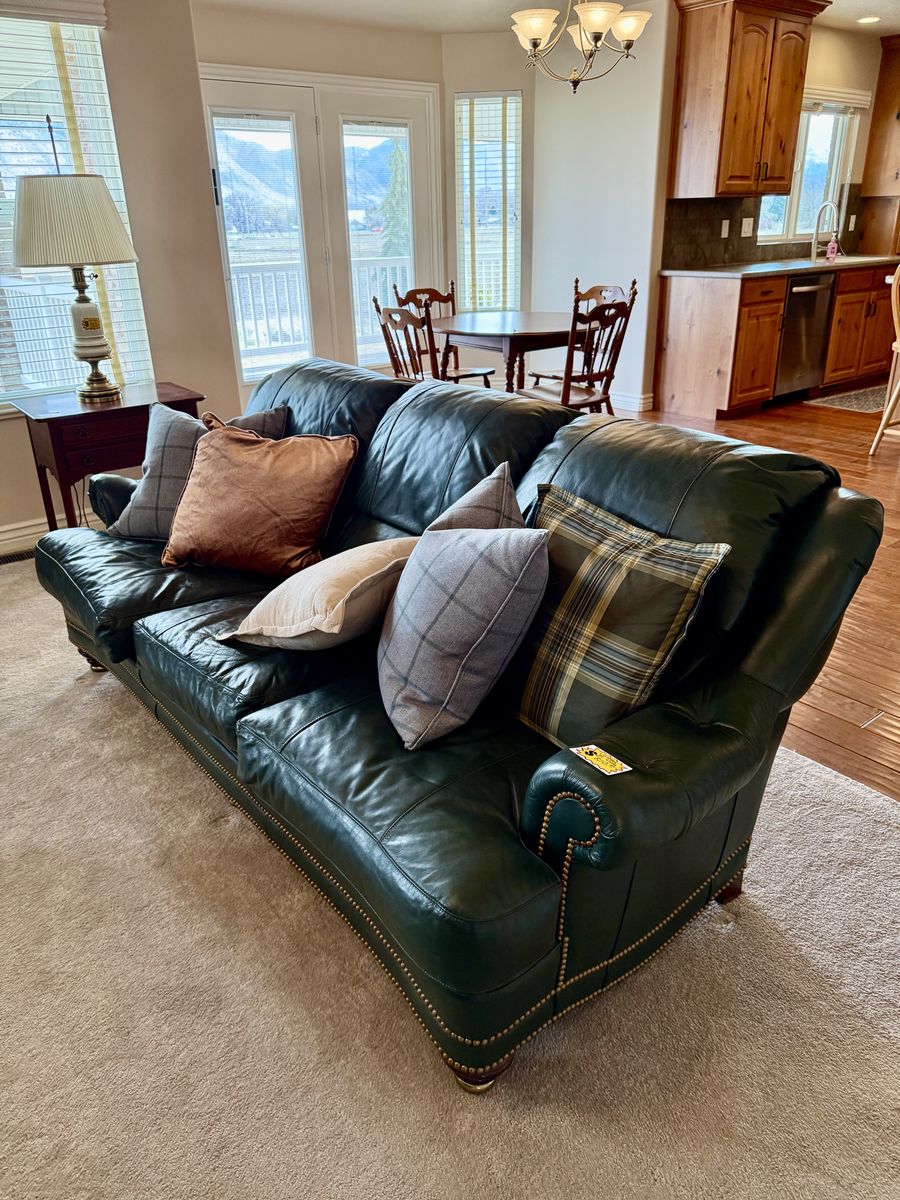 Hand-crafted Leather Couch and Loveseat