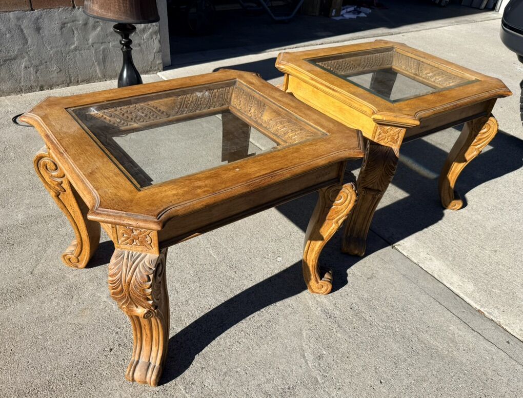 END TABLES WITH GLASS TOPS GREAT SHAPE