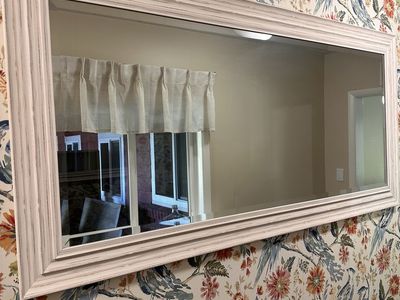 Large White Washed Wood Framed Wall Mirror - Distressed Finish, 3ft x 6ft