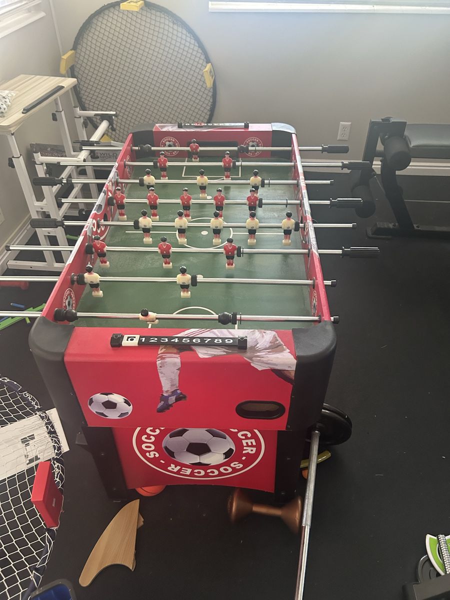 Red 4x2 Foosball Table with Soccer Ball - Excellent Condition
