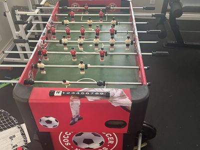 Red 4x2 Foosball Table with Soccer Ball - Excellent Condition