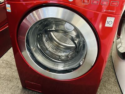 Red LG washing machine