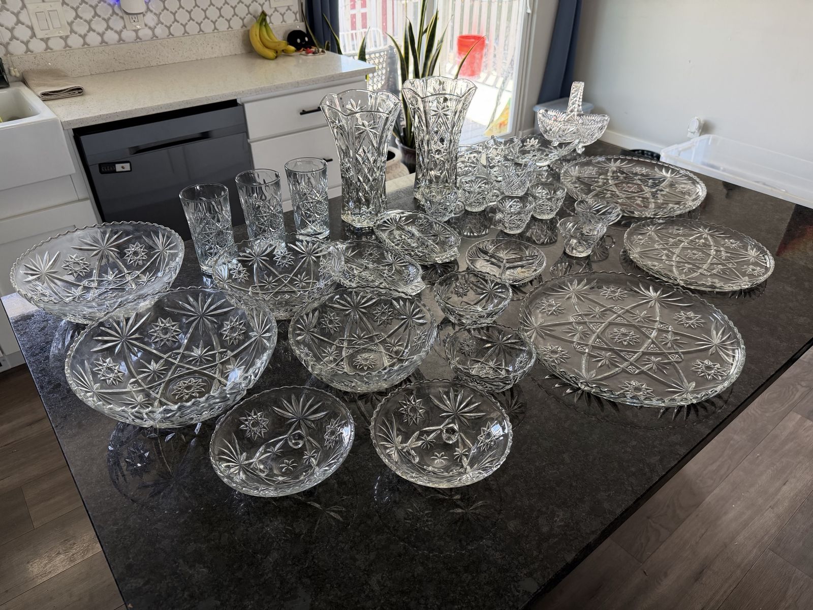 Crystal Dish Ware and Glasses Set