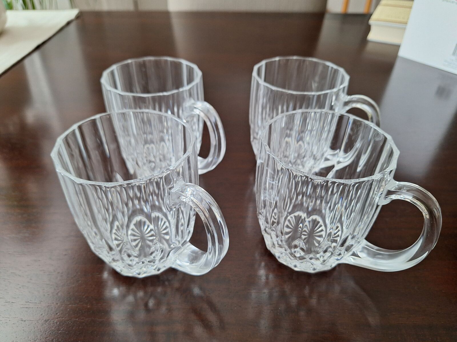 Vintage Crystal Cut Glass Coffee Cups