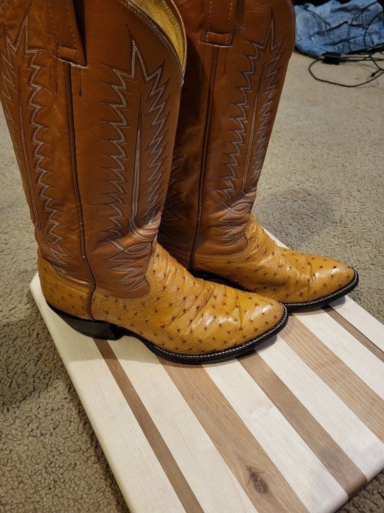Vintage Ostrich skin cowboy boots