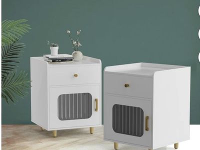 New. Set Of 2 Modern Night Stands