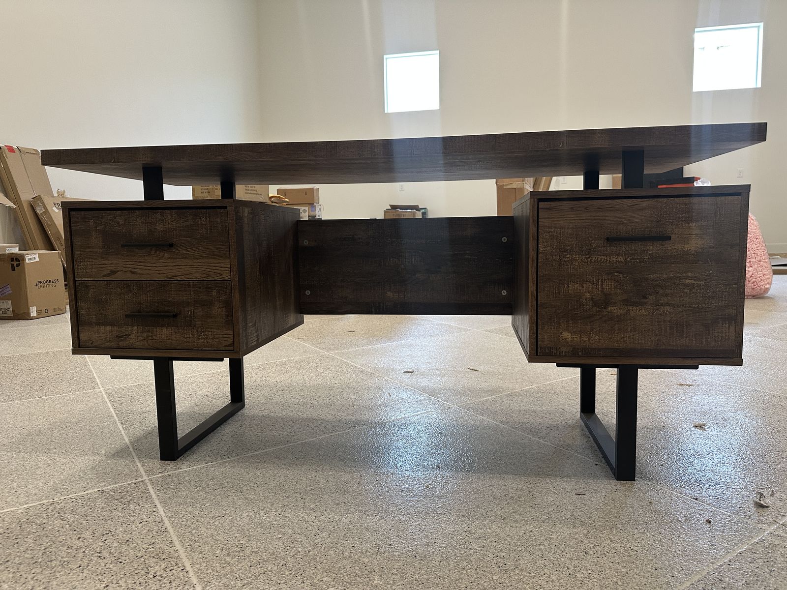 Monarch Specialties 60-in Brown Modern/Contemporary Rubberwood Computer Desk