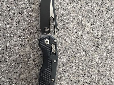 Microtech MSI Black Folding Knife M390MK Blade - Excellent Condition