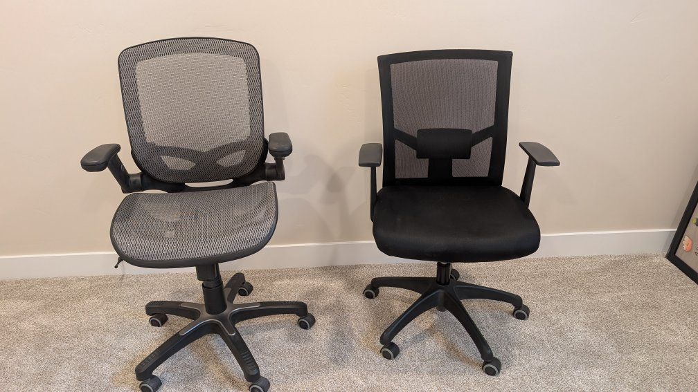 Mesh Back Swivel Office Chairs - Adjustable, Ergonomic Design - Gray and Black (Set of 2)