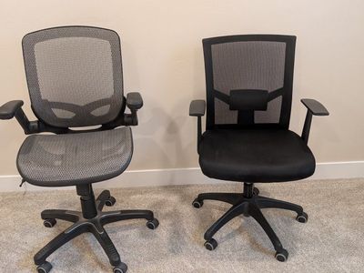 Mesh Back Swivel Office Chairs - Adjustable, Ergonomic Design - Gray and Black (Set of 2)