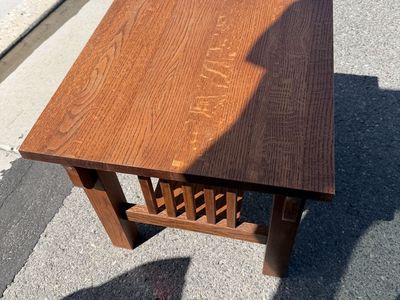 Brown wooden side table $40