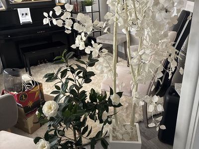 Large Artificial White Leaf Tree Decor - Elegant & Low Maintenance Faux Plant