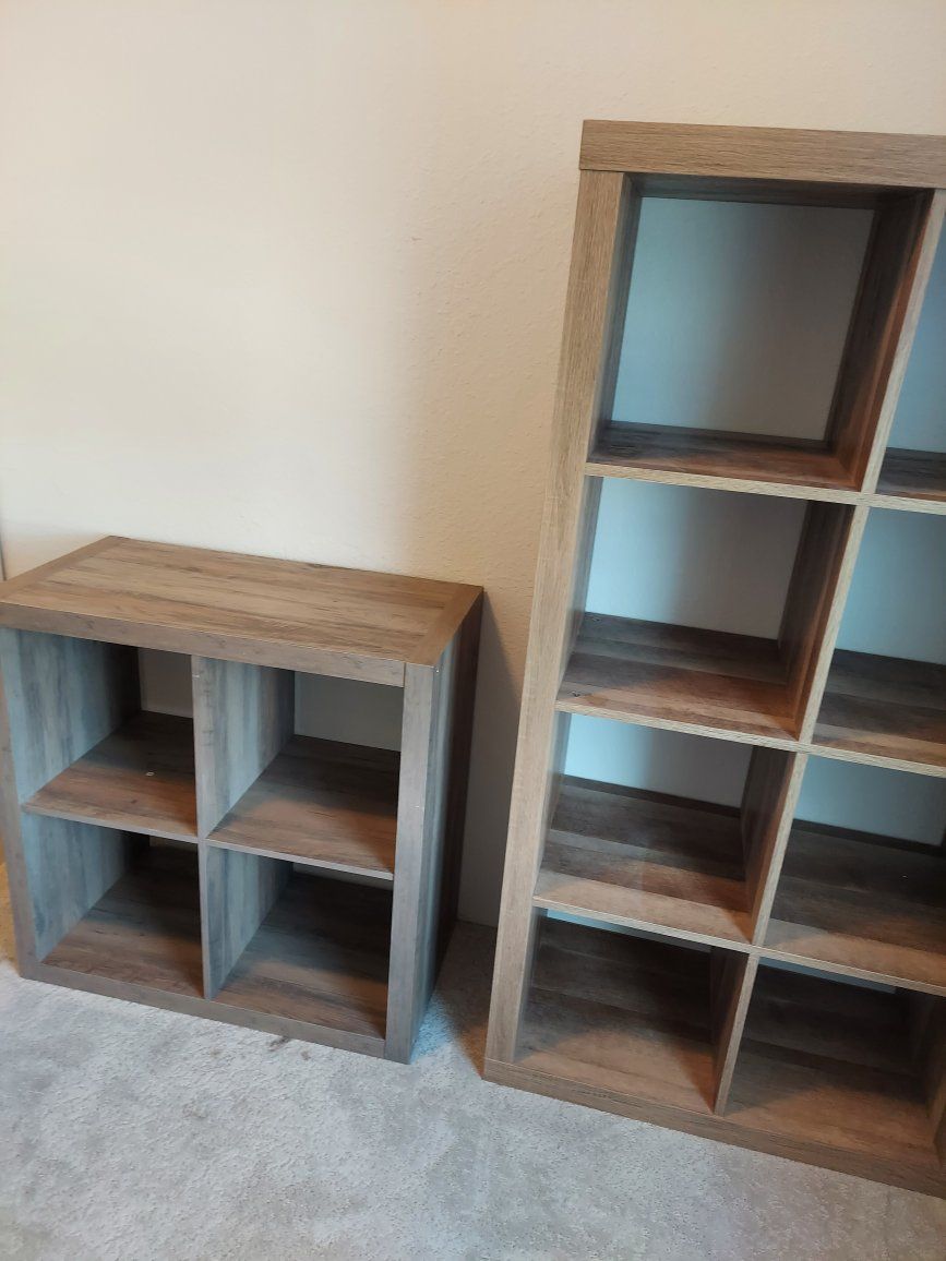 Better Homes & Gardens 4 & 8 Cube Storage Organizers, Weathered Wood Finish, Set of 2