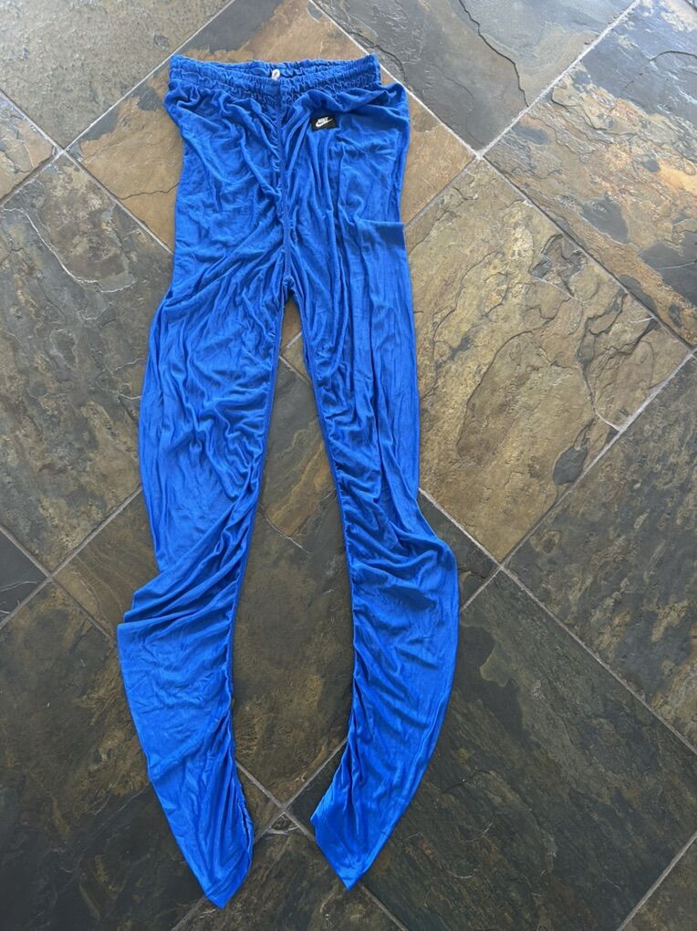 Nike Vintage Blue Nylon Lycra Pants Large 1980s