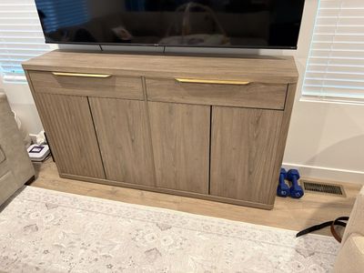 Spacious Wood Grain Storage Cabinet, Modern Console Table