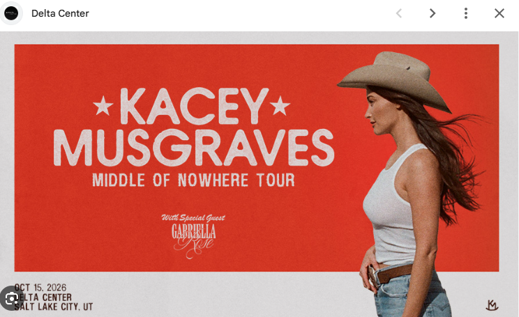 2 Kacey Musgrave tickets - Delta Center OCT 15th
