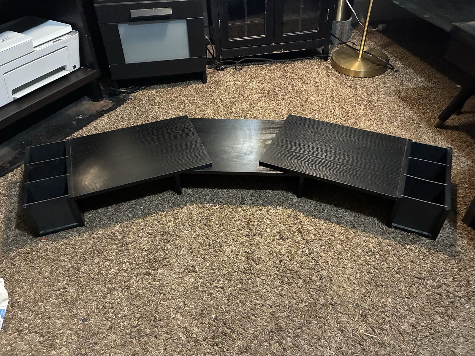 Dual Monitor Stand Adjustable with Storage Organizer & Phone Holder