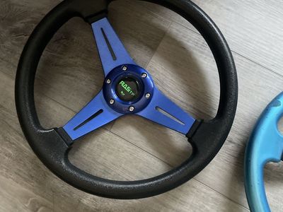 RASTP Universal Black & Blue Steering Wheel with 3 Spokes