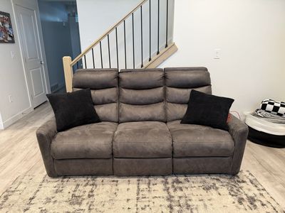 Dark Gray Reclining Sofa Couch with USB