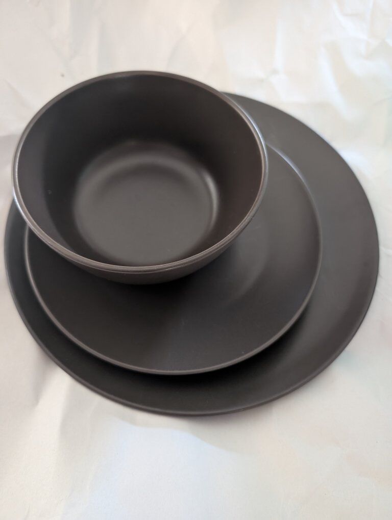 Ikea Brown Plates and Bowls