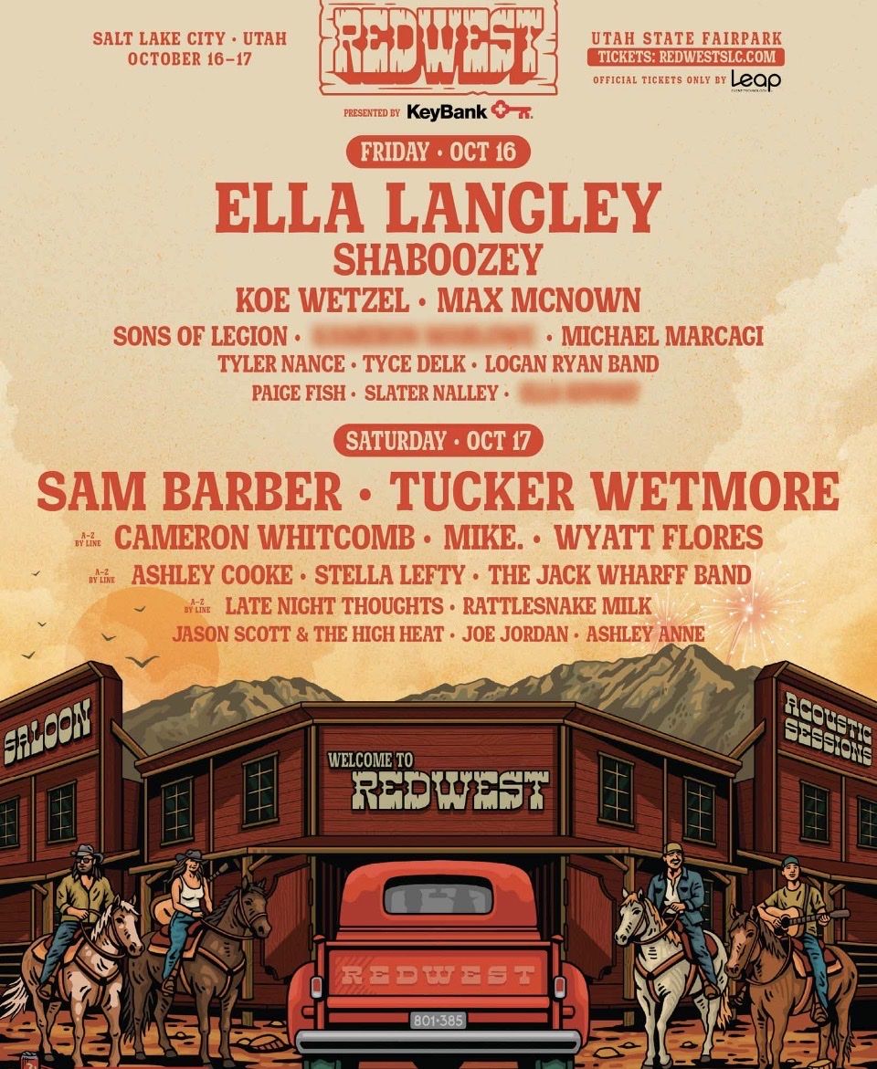 REDWEST Festival 10/16-10/17 2 Tix available Ella Langley, Shaboozey, Cameron Whitcomb, and more
