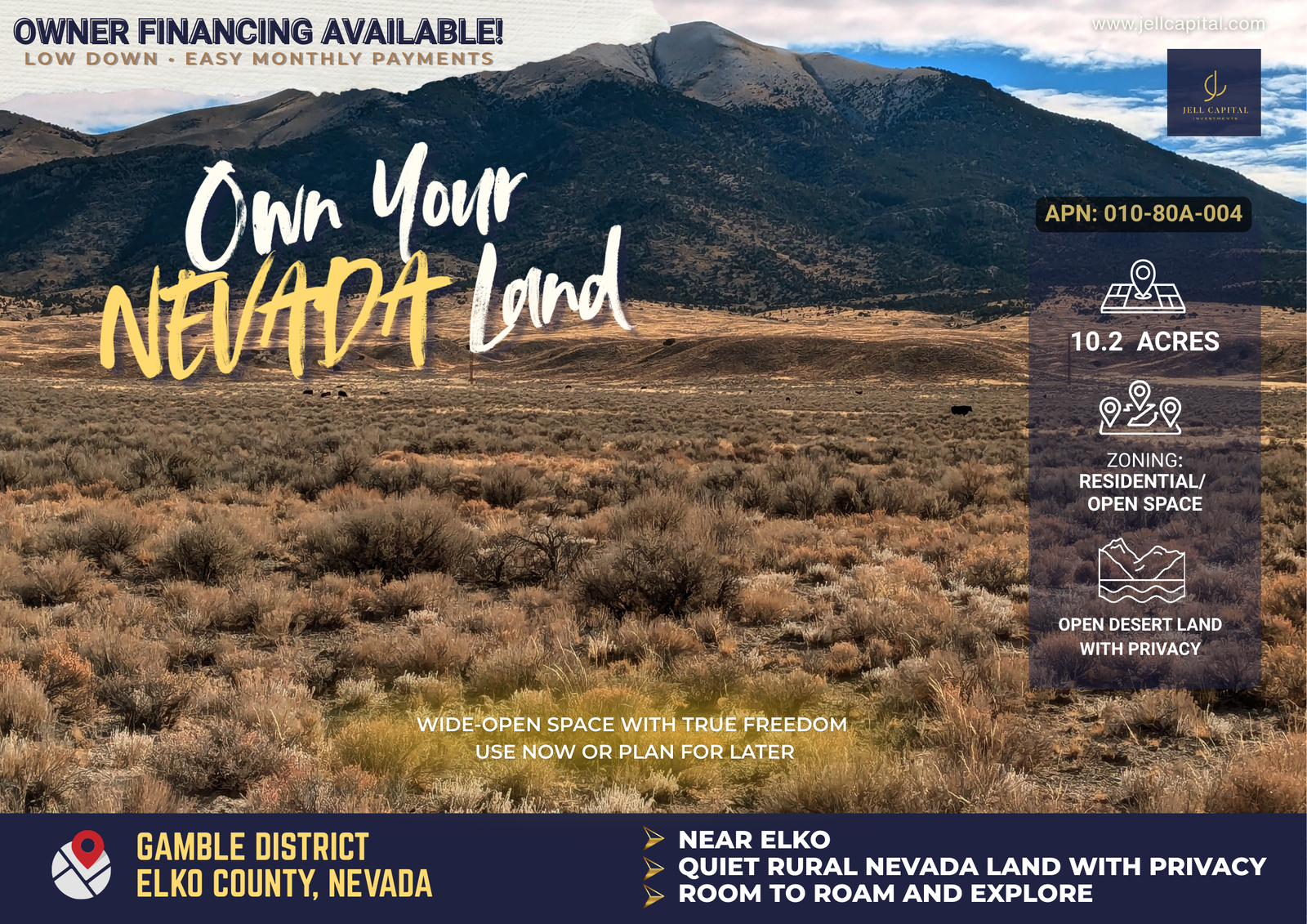 10.2 Acres Near Montello NV – Easy Access Desert Land