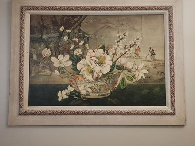 Vintage framed lithograph the Chinese bowl