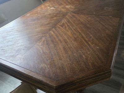 hardwood dining table with 2 chairs