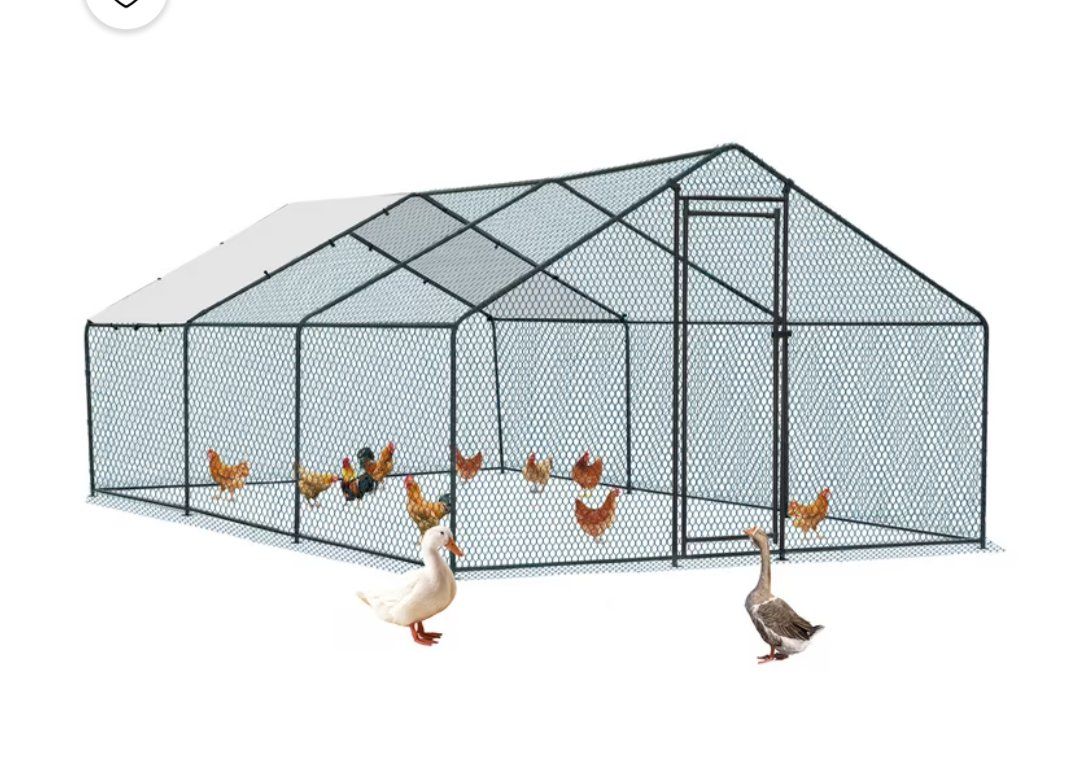 Large Metal Chicken Coop Run Frame and Gate 20x10