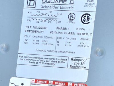 Buck booster. Square D Schneider Electric 2S46F 2 KVA General Purpose Transformer