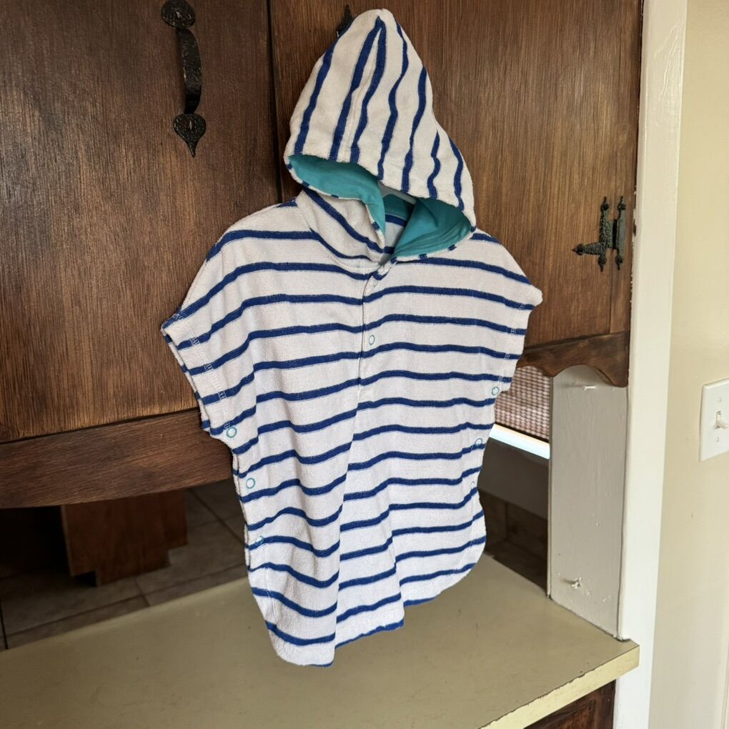 Little Me Hooded Towel Striped Swimsuit Cover 12 m