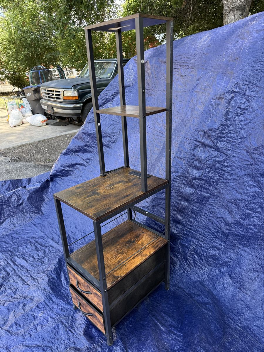 Industrial Style Storage Shelf Organizer with Drawers