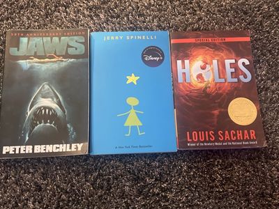 Lot of 3 Popular Fiction Paperbacks: Jaws, Stargirl, and Holes