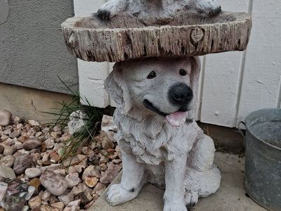 22×12 Ceramic Golden Retriever bird bath