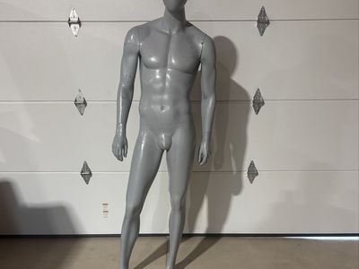 Standing adult male mannequin with athletic build (includes floor stand)