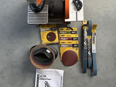 Central Machinery 1" x 30" Belt & 5" Disc Sander – Complete Bundle with Extras