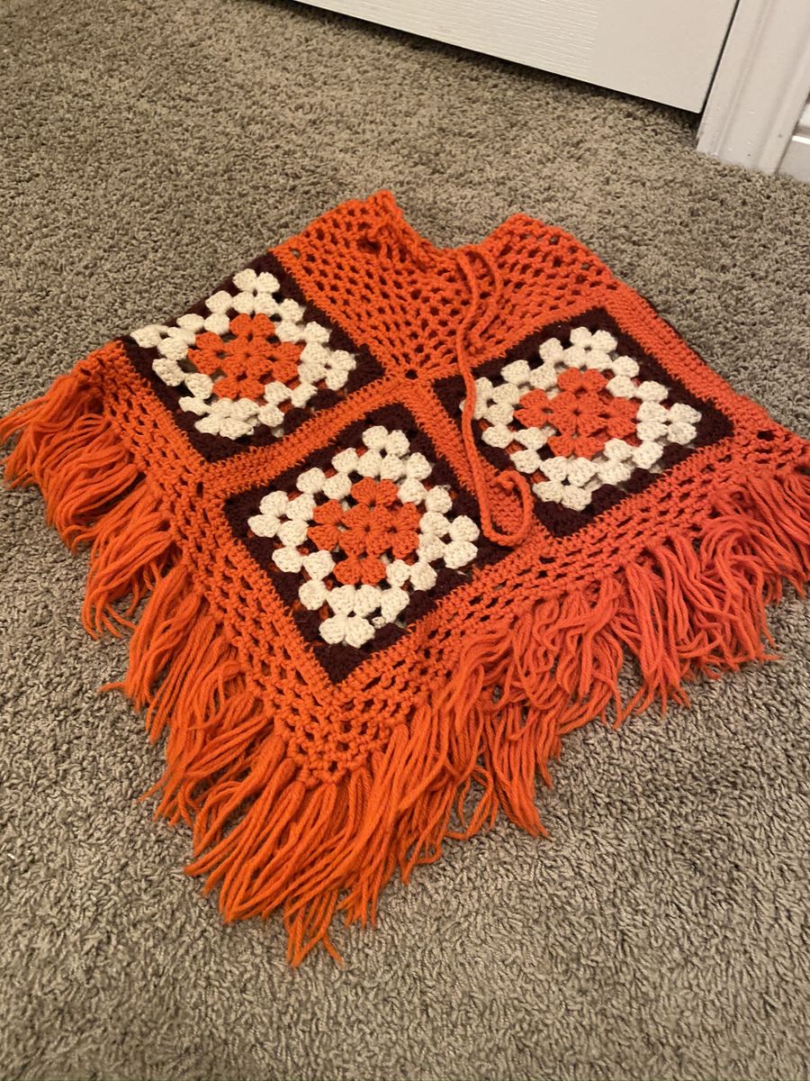 2 Vintage Handmade Children’s Knitted Ponchos