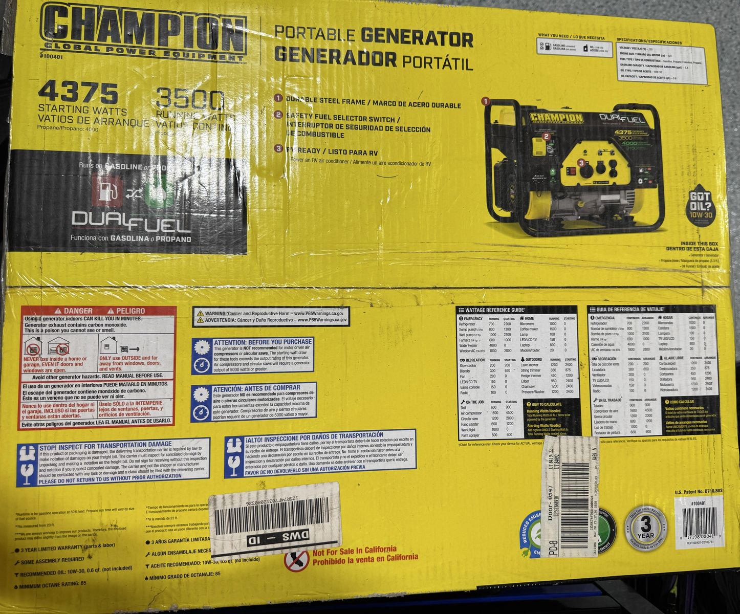 New Champion 4375 generator