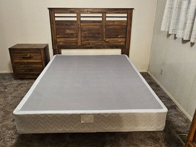 Queen Bed Frame + Box Spring + Nightstand
