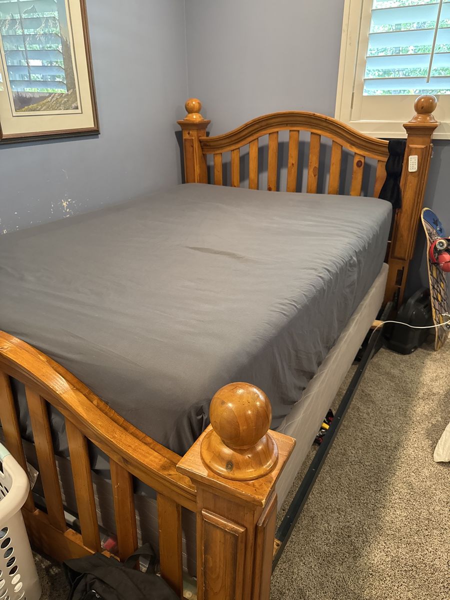 Wooden Full Size Bed Frame - Headboard & Footboard
